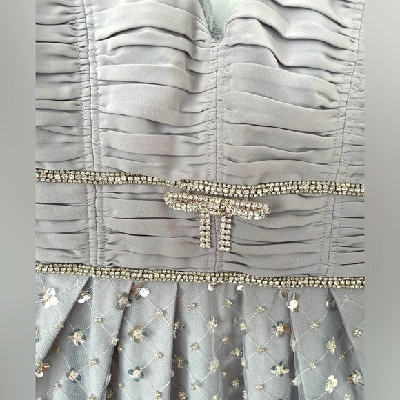 Self-Portrait cluster sequin midi dress in grey silver embellished S NWT - Picture 5 of 8